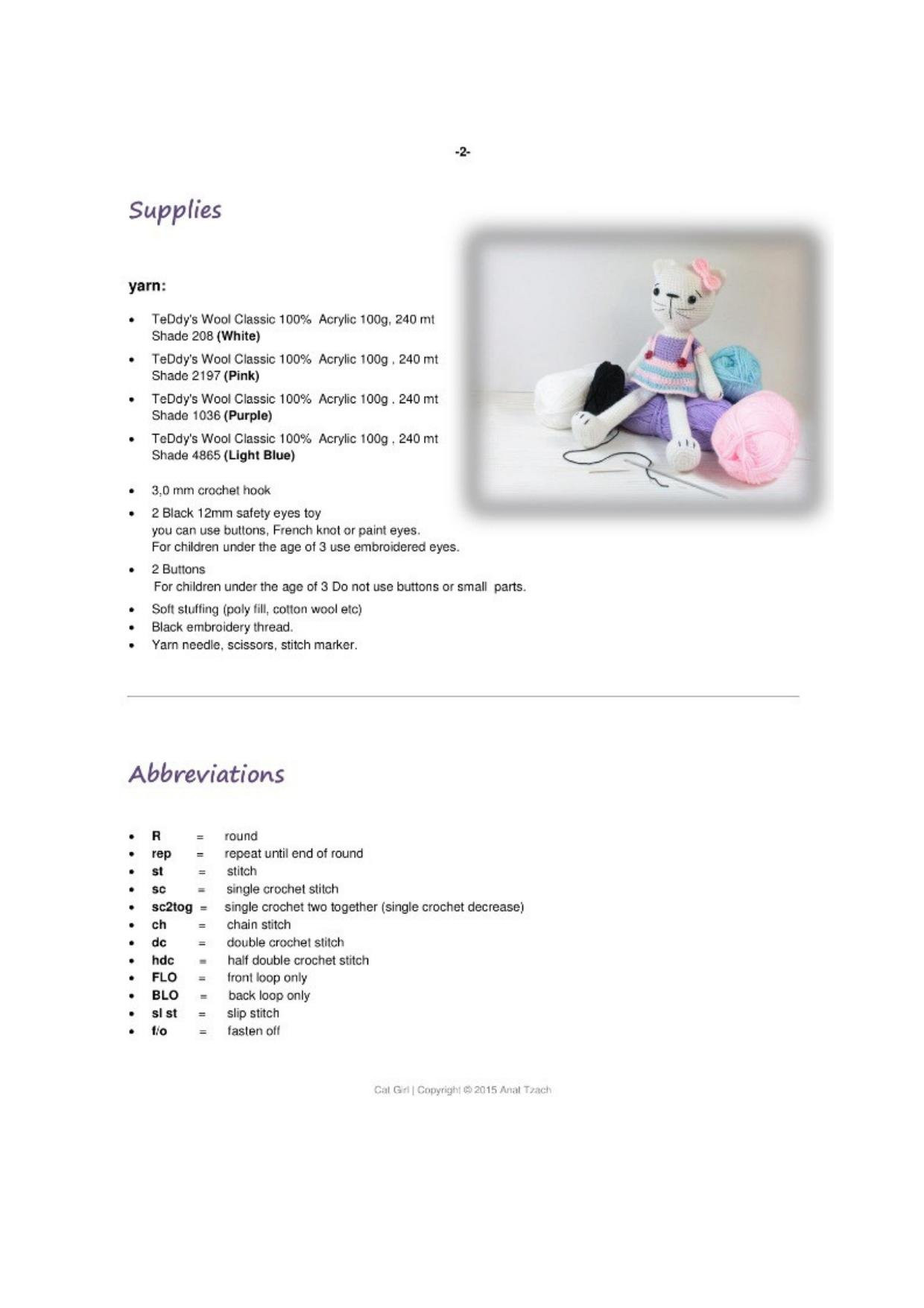 Cat Girl Amigurumi Crochet Pattern by Annattillea - Free PDF Tutorial