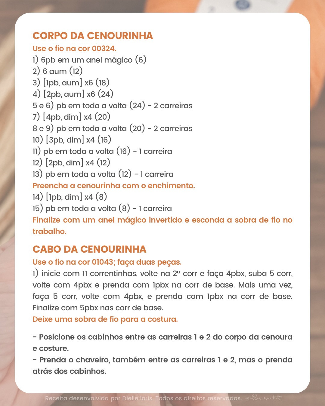 Chaveiro Cenourinha Móc Len - Receita Gratuita e Fácil