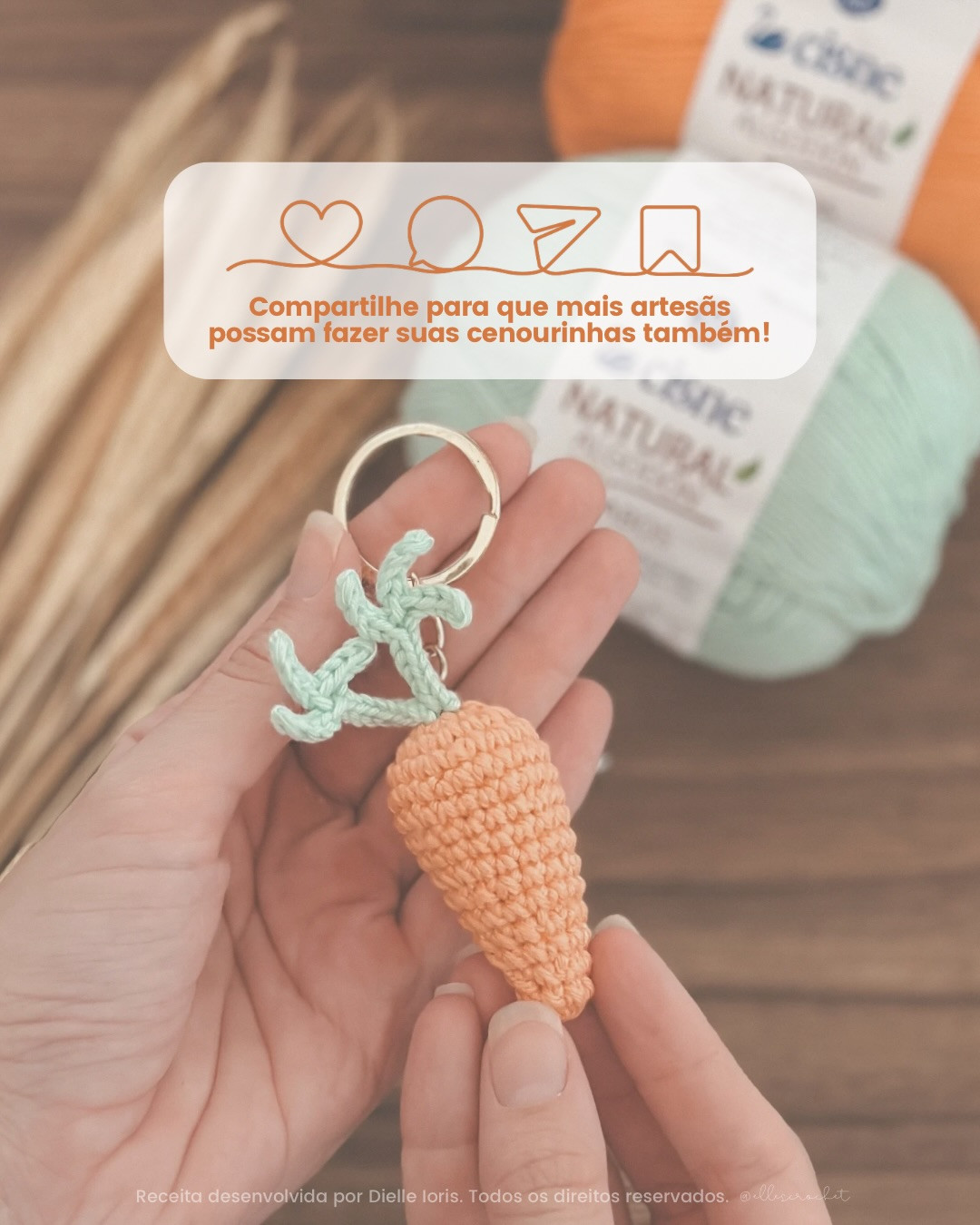 Chaveiro Cenourinha Móc Len - Receita Gratuita e Fácil