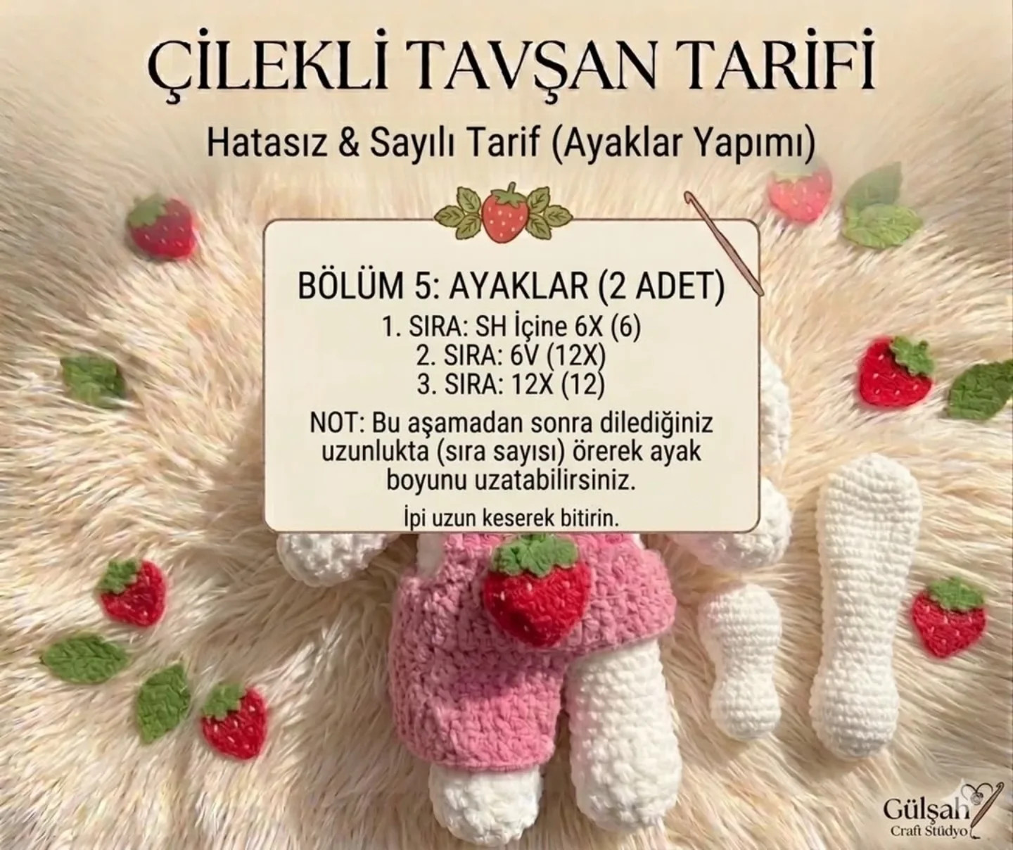 Çilekli Tavşan Tarifi: Hatasız ve Sayılı Amigurumi Örgü Şablonu