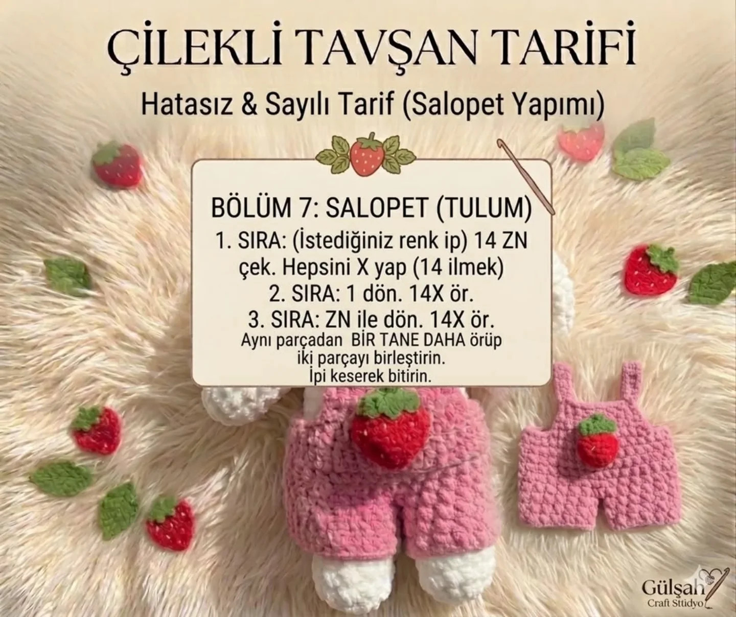 Çilekli Tavşan Tarifi: Hatasız ve Sayılı Amigurumi Örgü Şablonu