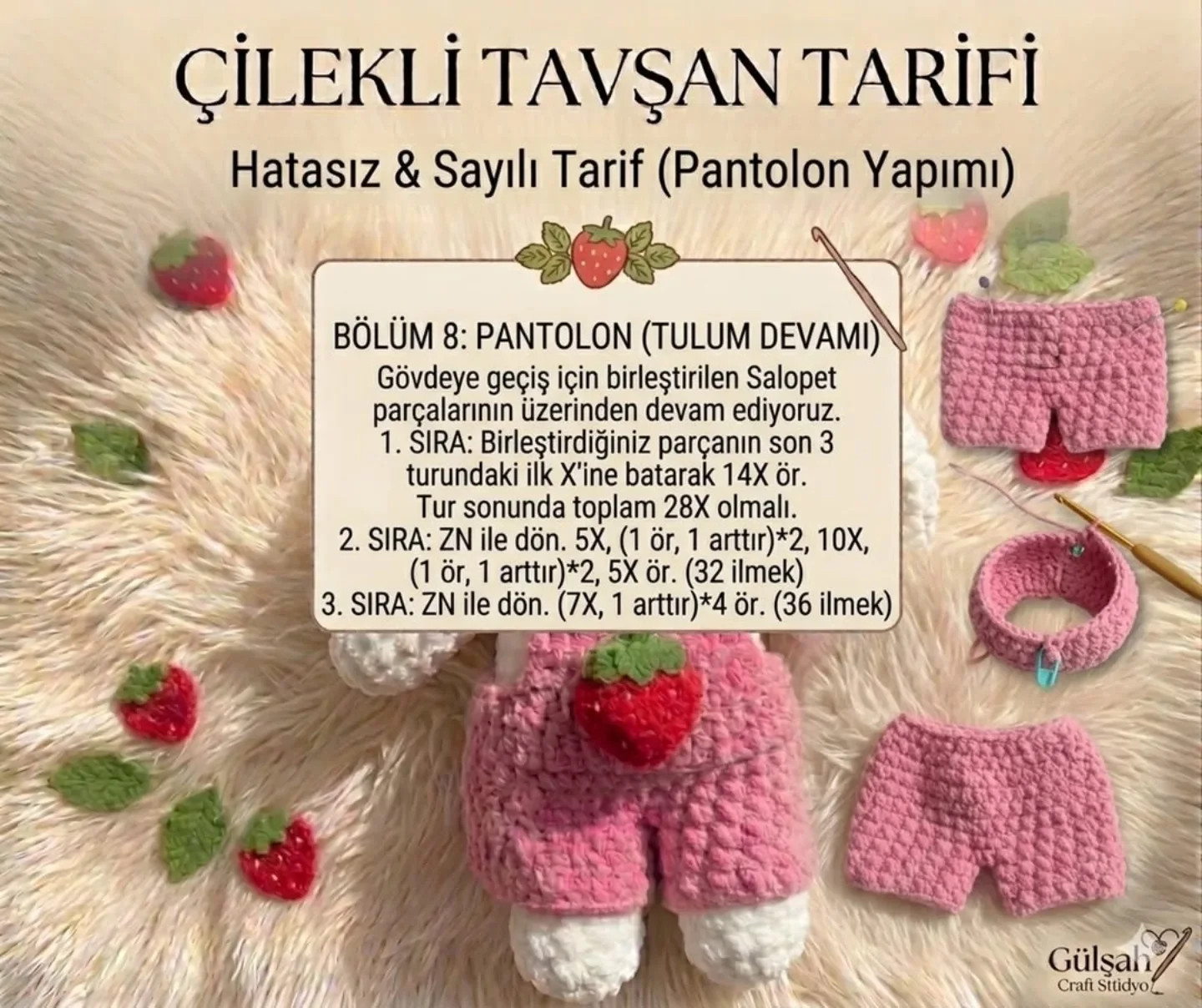 Çilekli Tavşan Tarifi: Hatasız ve Sayılı Amigurumi Örgü Şablonu