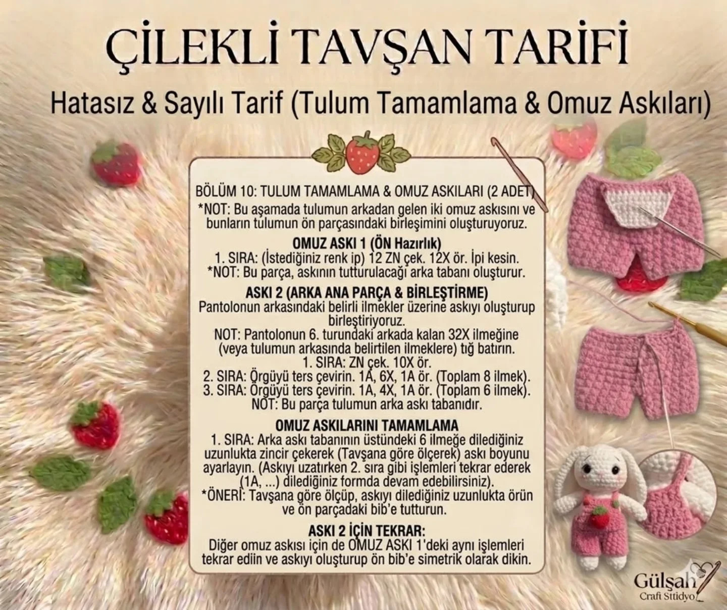 Çilekli Tavşan Tarifi: Hatasız ve Sayılı Amigurumi Örgü Şablonu