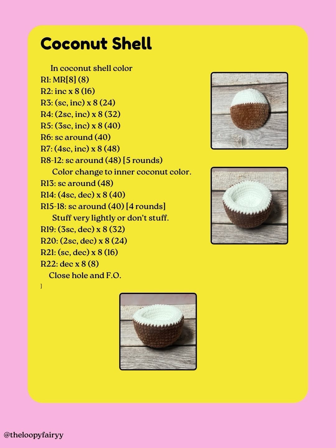 Coconut Buddy Free Crochet Pattern: Cute Amigurumi Plushie with Shell and Leaves