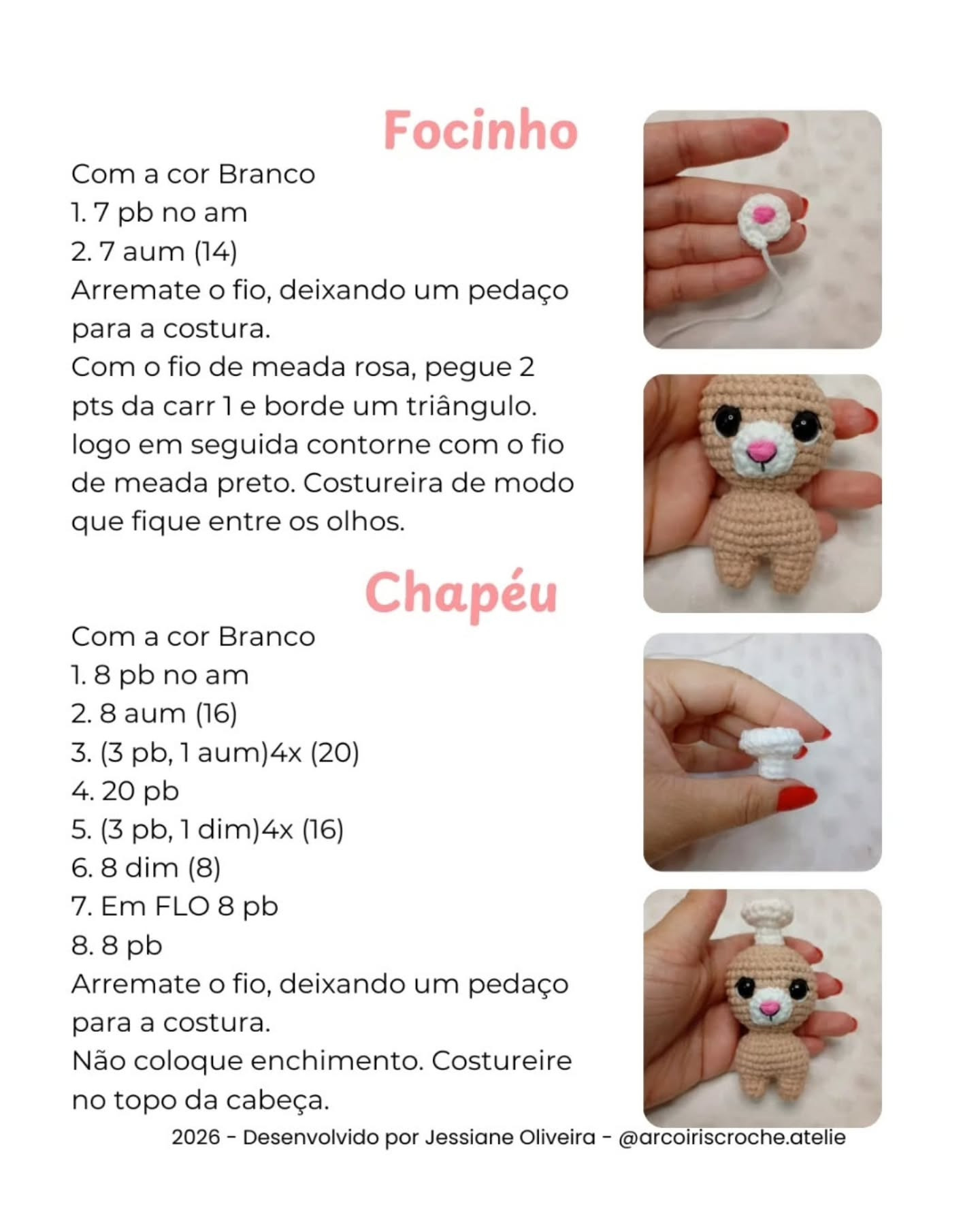 Coelhinho Confeiteiro - Receita Gratuita de Amigurumi Boinha Chefe