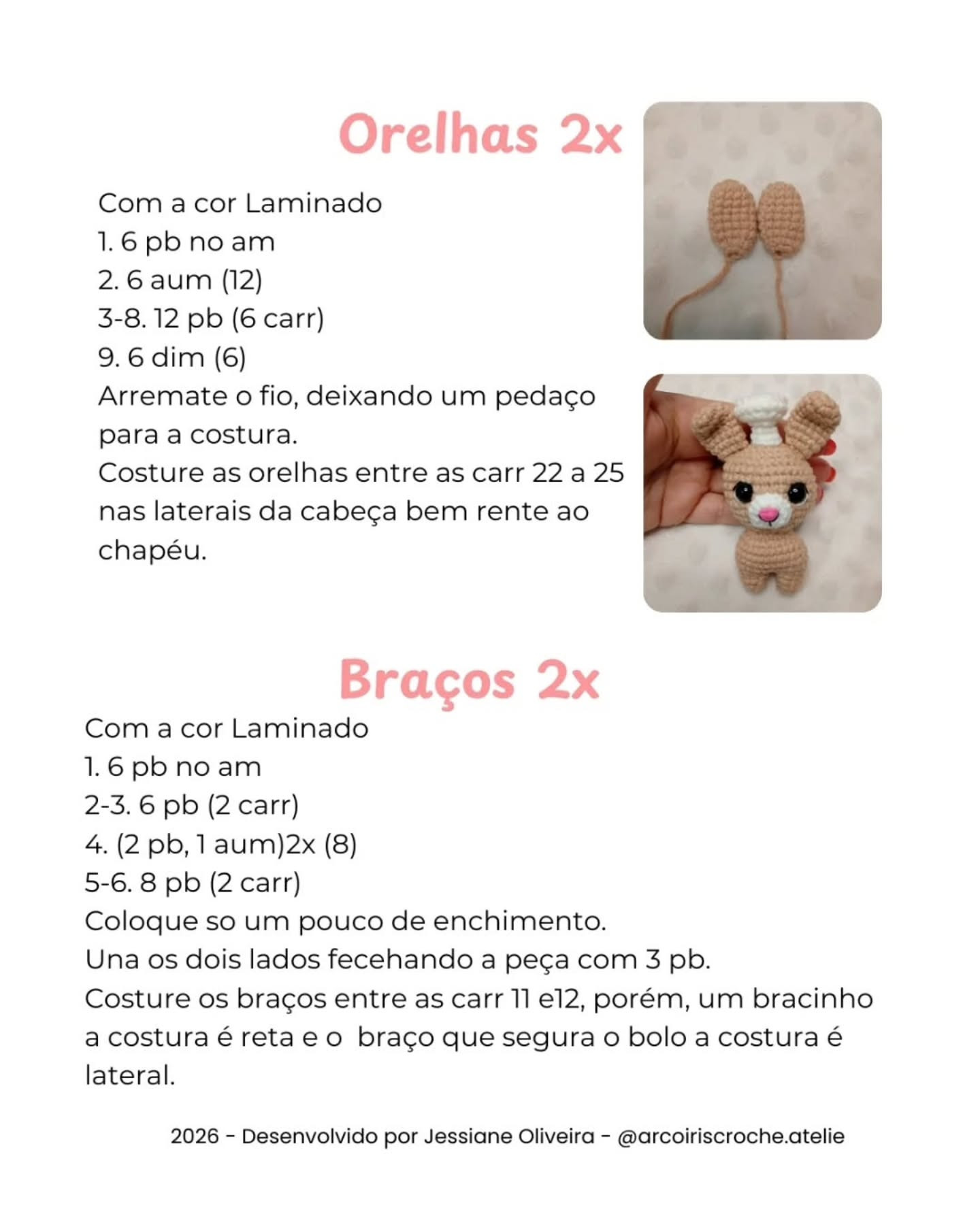 Coelhinho Confeiteiro - Receita Gratuita de Amigurumi Boinha Chefe