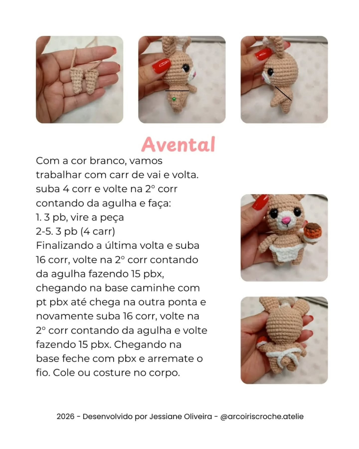 Coelhinho Confeiteiro - Receita Gratuita de Amigurumi Boinha Chefe
