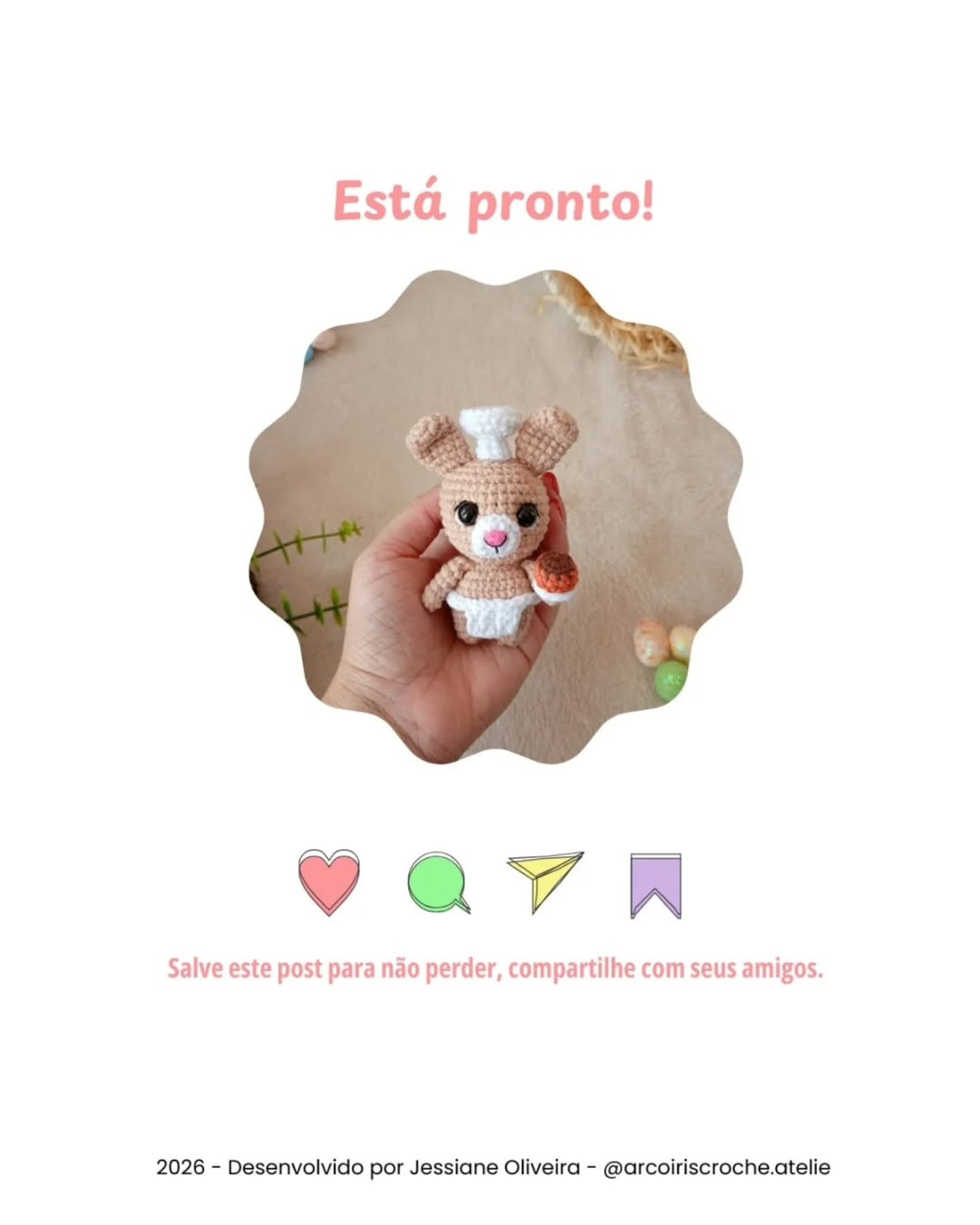 Coelhinho Confeiteiro - Receita Gratuita de Amigurumi Boinha Chefe