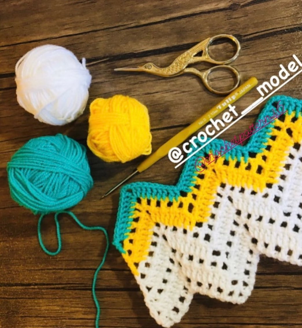 Collection of colorful crochet flat charts and patterns for motifs, including square, star, and flower designs with detailed stitch diagrams