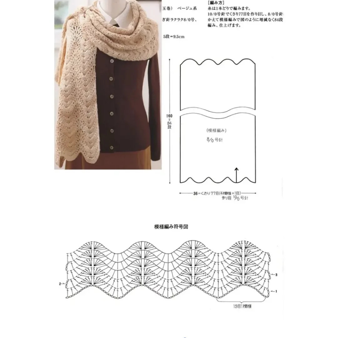 Collection of Crochet Scarf and Shawl Patterns with Flat Charts in Autumn Colors