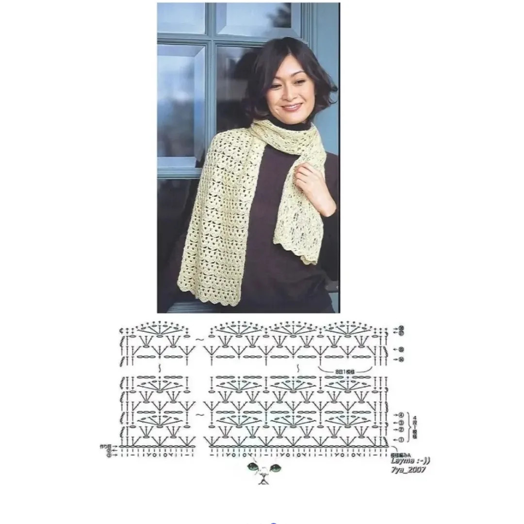 Collection of Crochet Scarf and Shawl Patterns with Flat Charts in Autumn Colors
