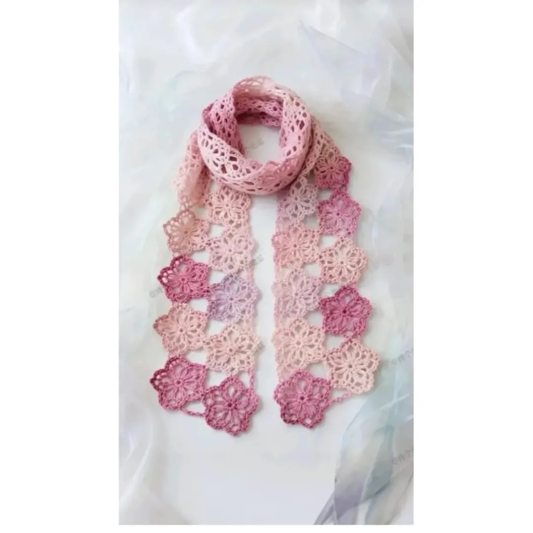 Collection of Crochet Scarf and Shawl Patterns with Flat Charts in Autumn Colors