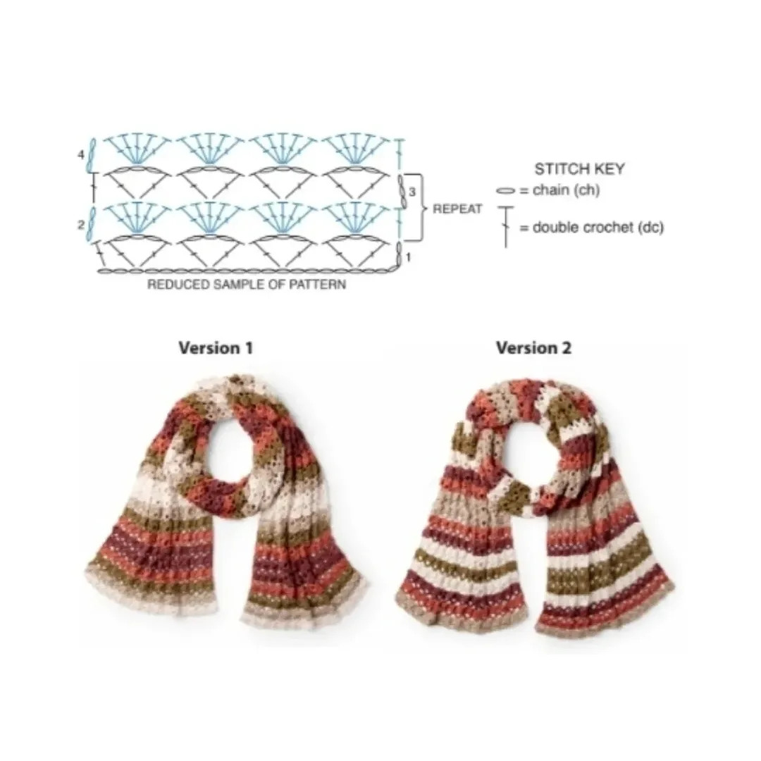Collection of Crochet Scarf and Shawl Patterns with Flat Charts in Autumn Colors