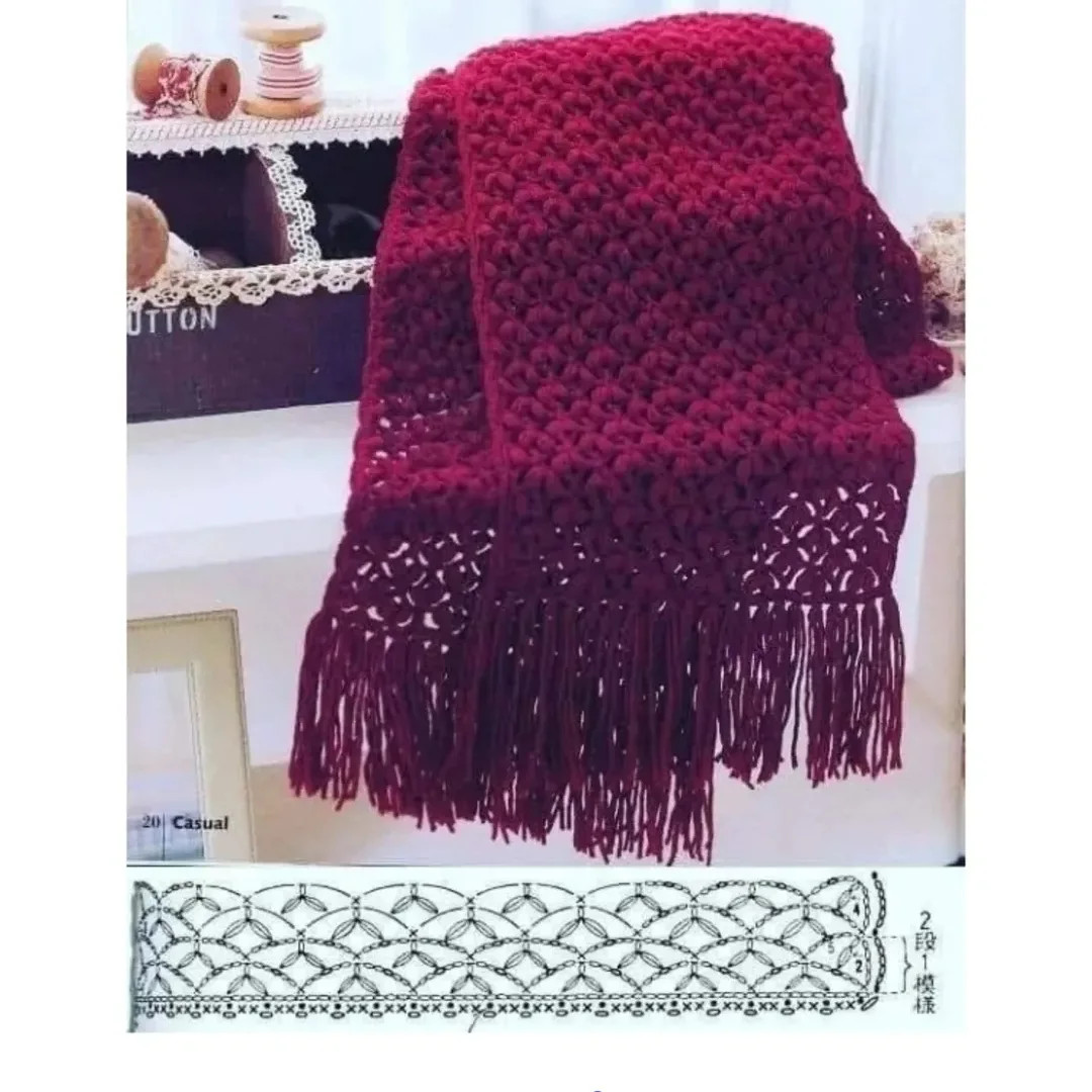 Collection of Crochet Scarf and Shawl Patterns with Flat Charts in Autumn Colors