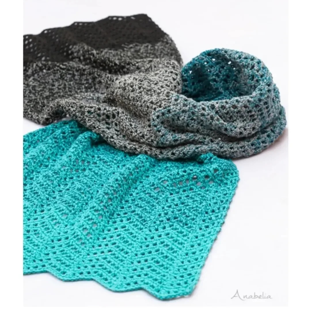 Collection of Crochet Scarf and Shawl Patterns with Flat Charts in Autumn Colors