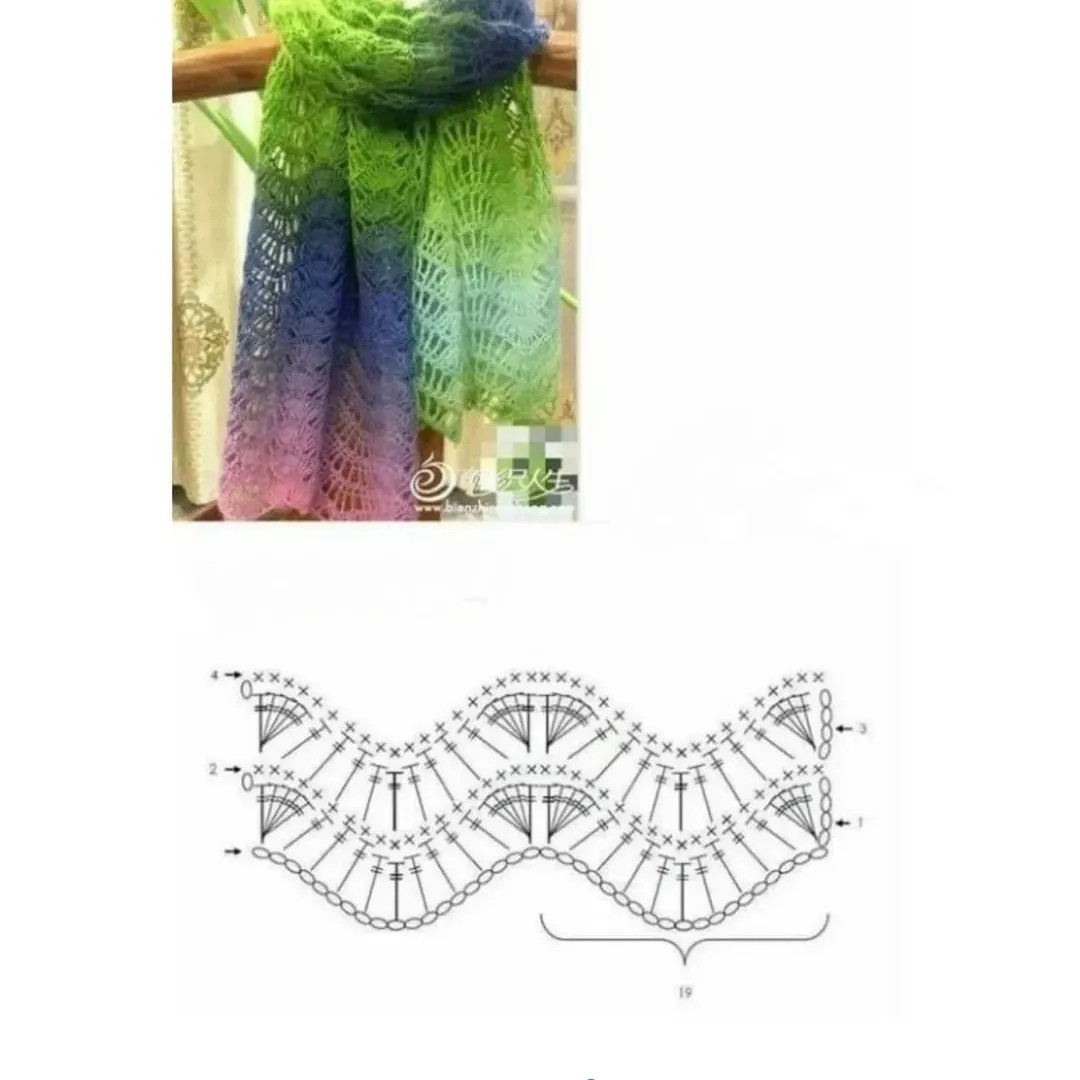 Collection of Crochet Scarf and Shawl Patterns with Flat Charts in Autumn Colors