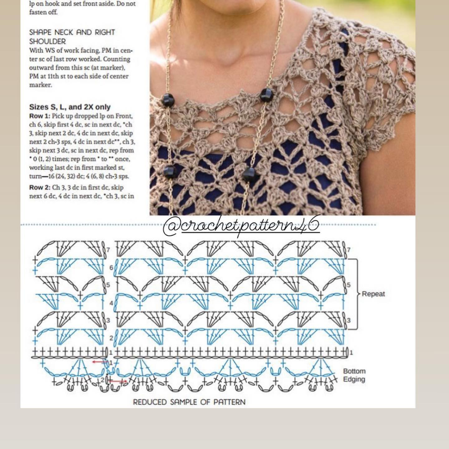 Collection of Crochet Top Patterns with Charts: Yellow Fan Stitch, White Lace, and Purple Shell Designs
