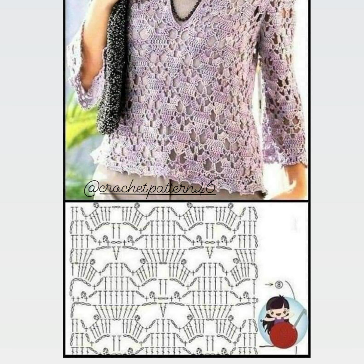 Collection of Crochet Top Patterns with Charts: Yellow Fan Stitch, White Lace, and Purple Shell Designs