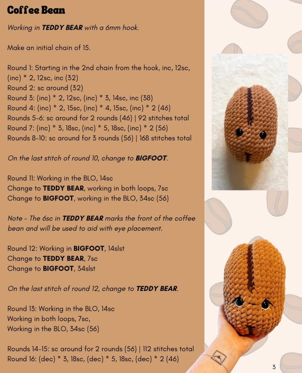 Cora Coffee Bean Free Crochet Pattern by Eden Crochets