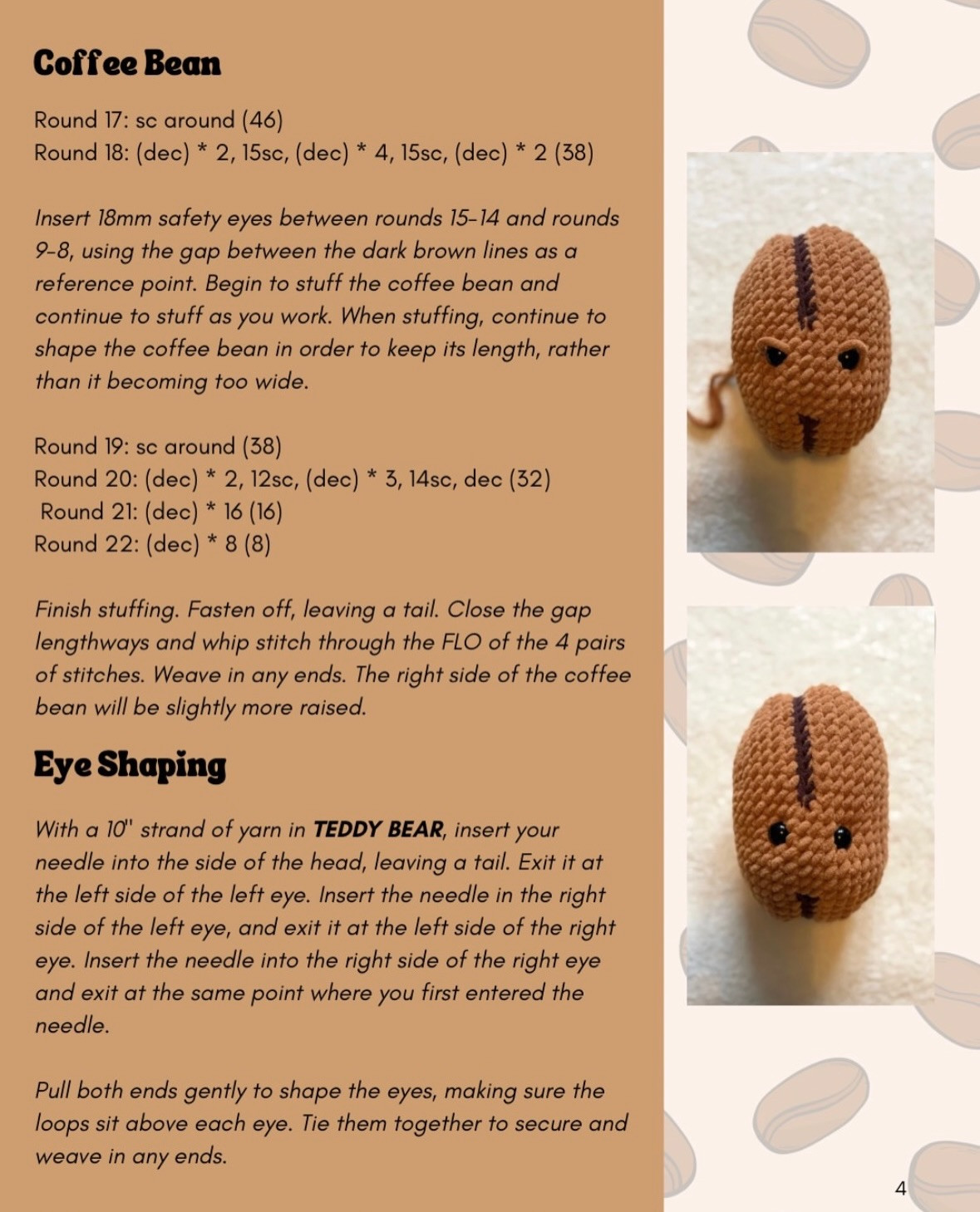 Cora Coffee Bean Free Crochet Pattern by Eden Crochets