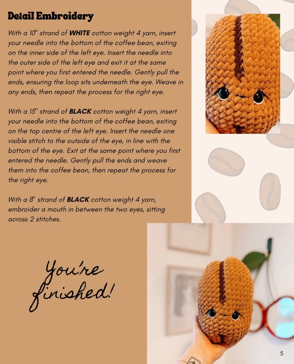 Cora Coffee Bean Free Crochet Pattern by Eden Crochets