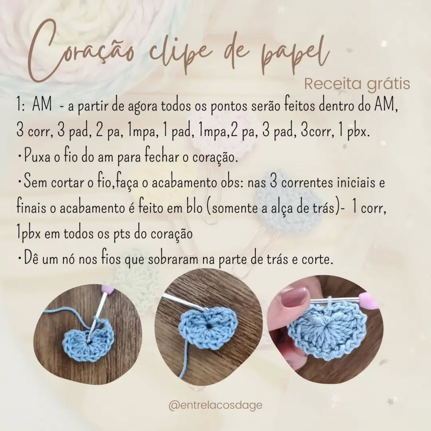 Coração clipe de papel - Receita grátis