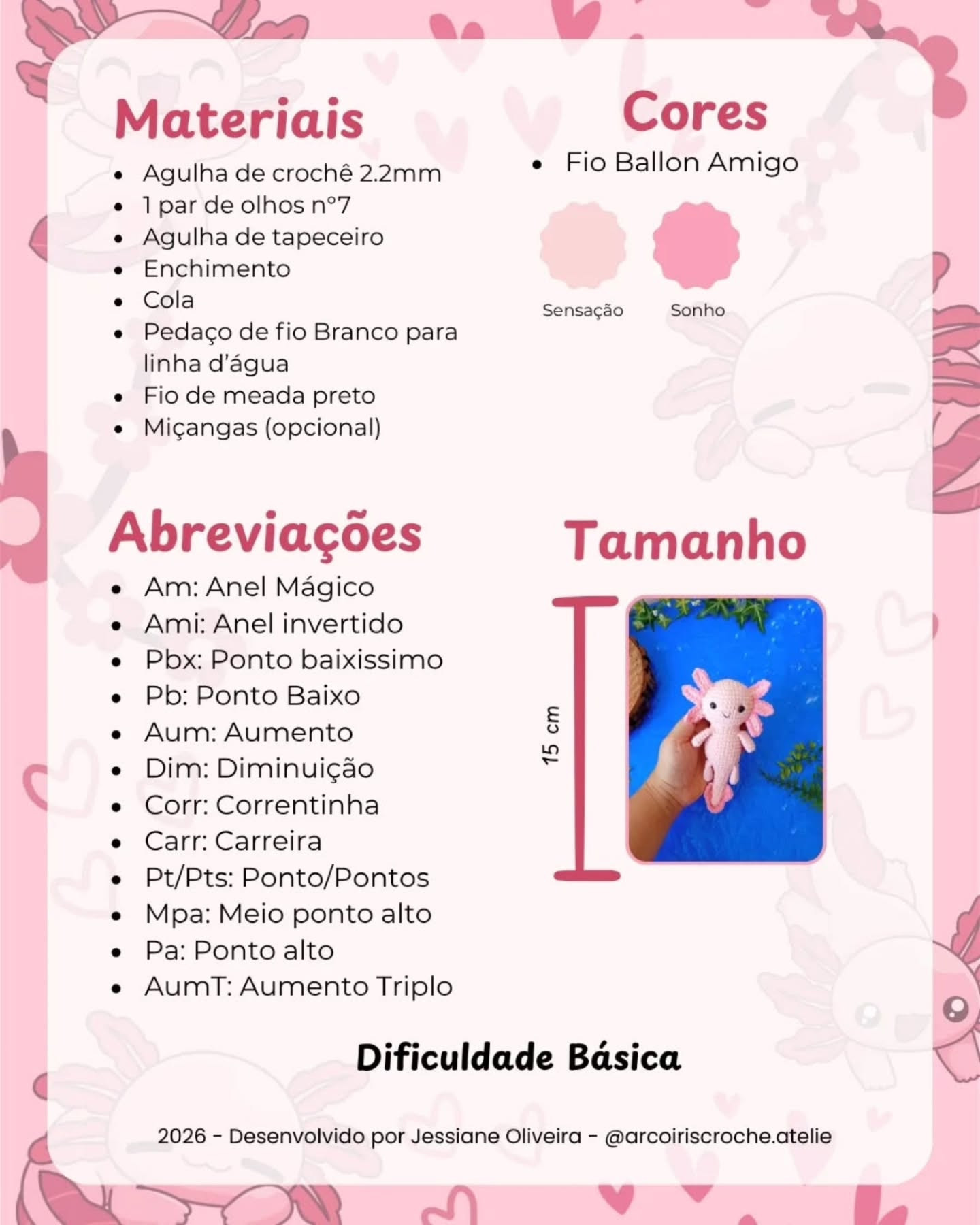 Coral, a axolote - Receita Gratuita de Amigurumi