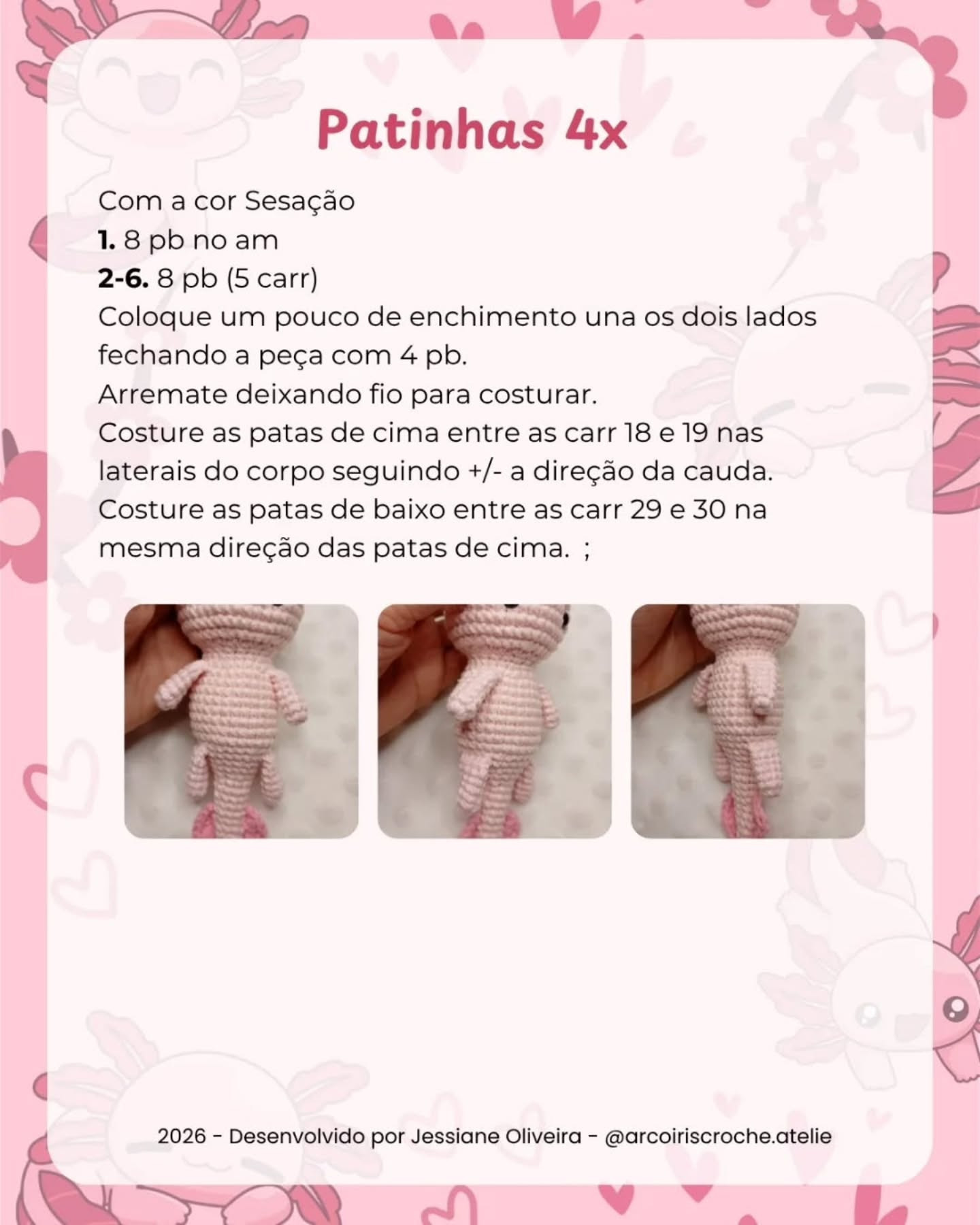 Coral, a axolote - Receita Gratuita de Amigurumi