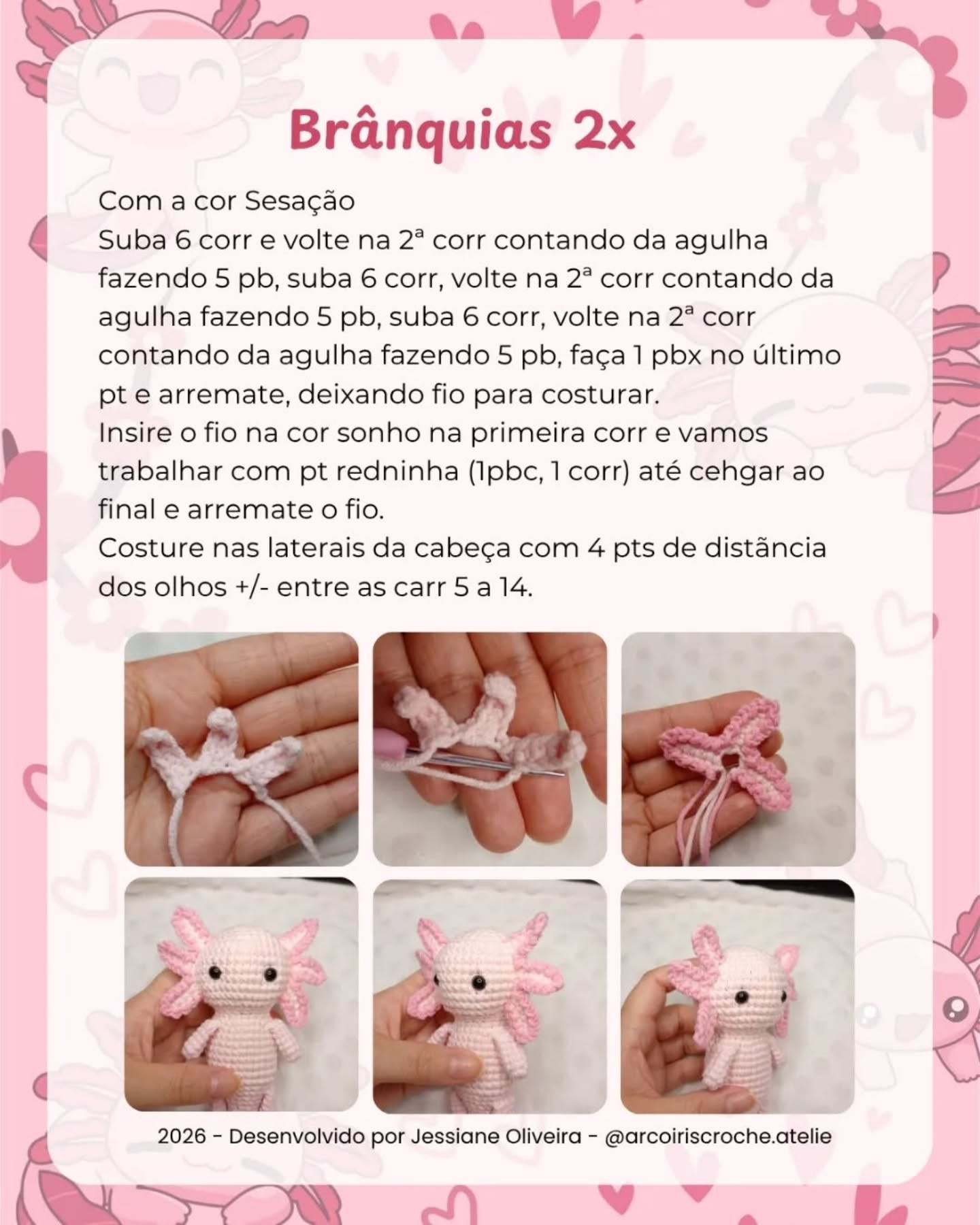 Coral, a axolote - Receita Gratuita de Amigurumi