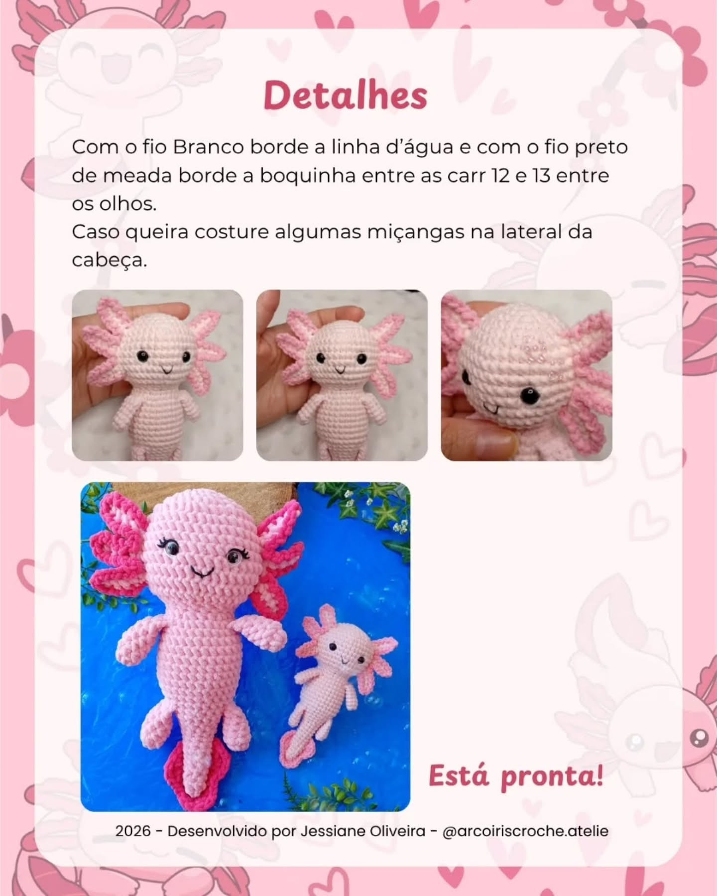 Coral, a axolote - Receita Gratuita de Amigurumi