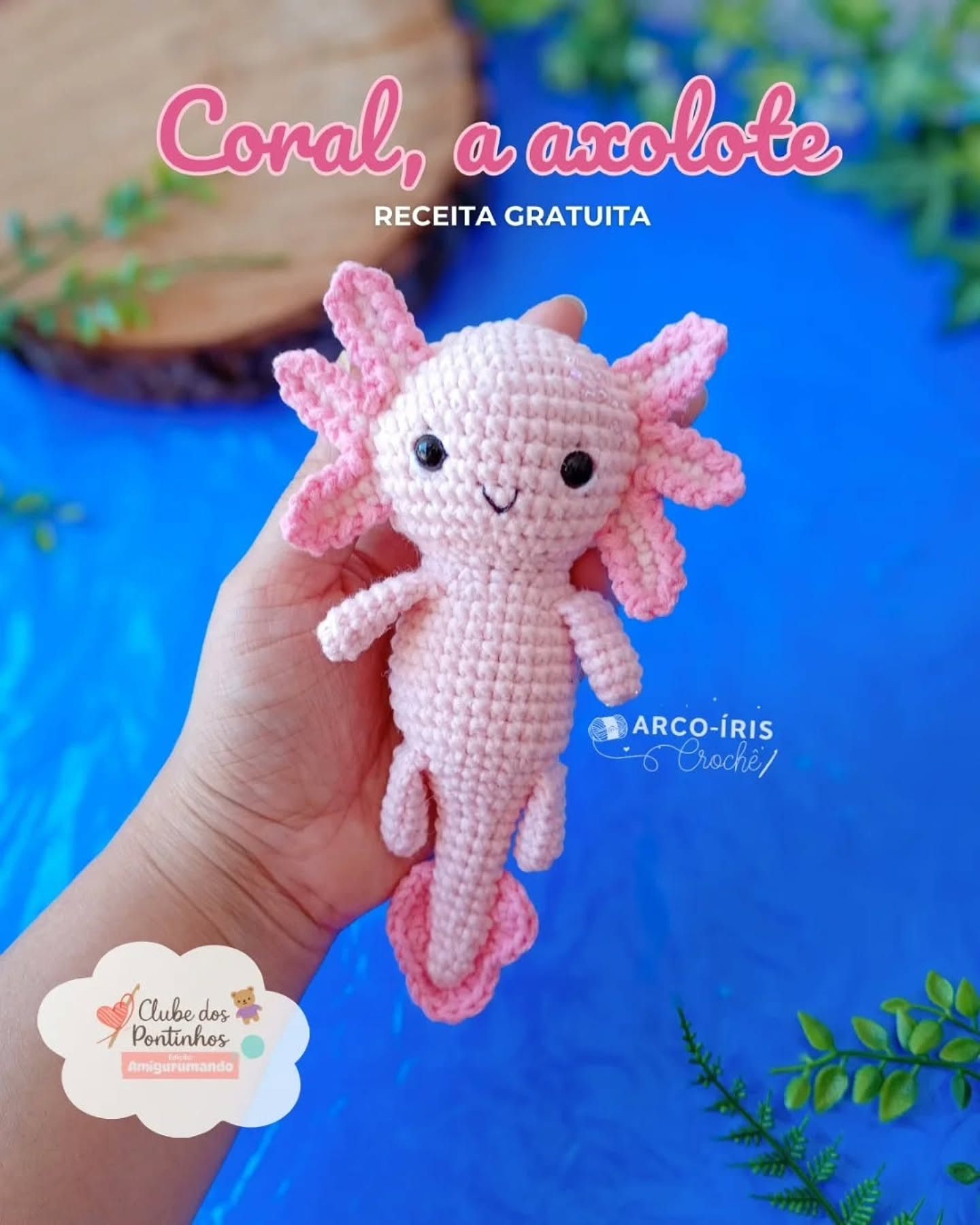 Coral, a axolote - Receita Gratuita de Amigurumi