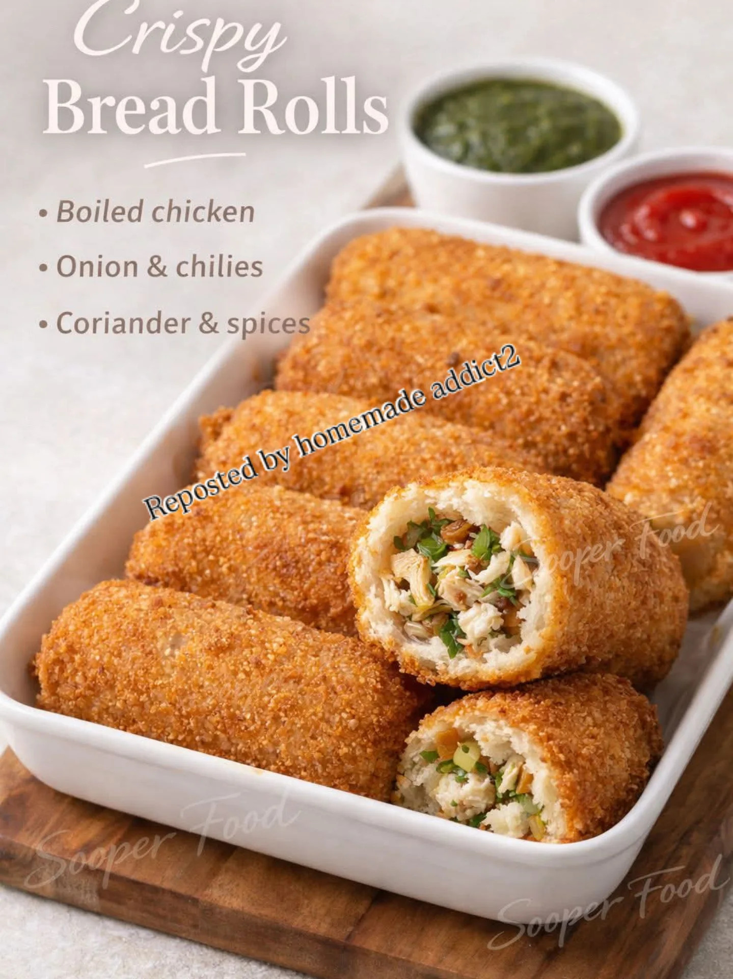 Crispy Bread Rolls Recipe with Boiled Chicken, Onion & Spices
