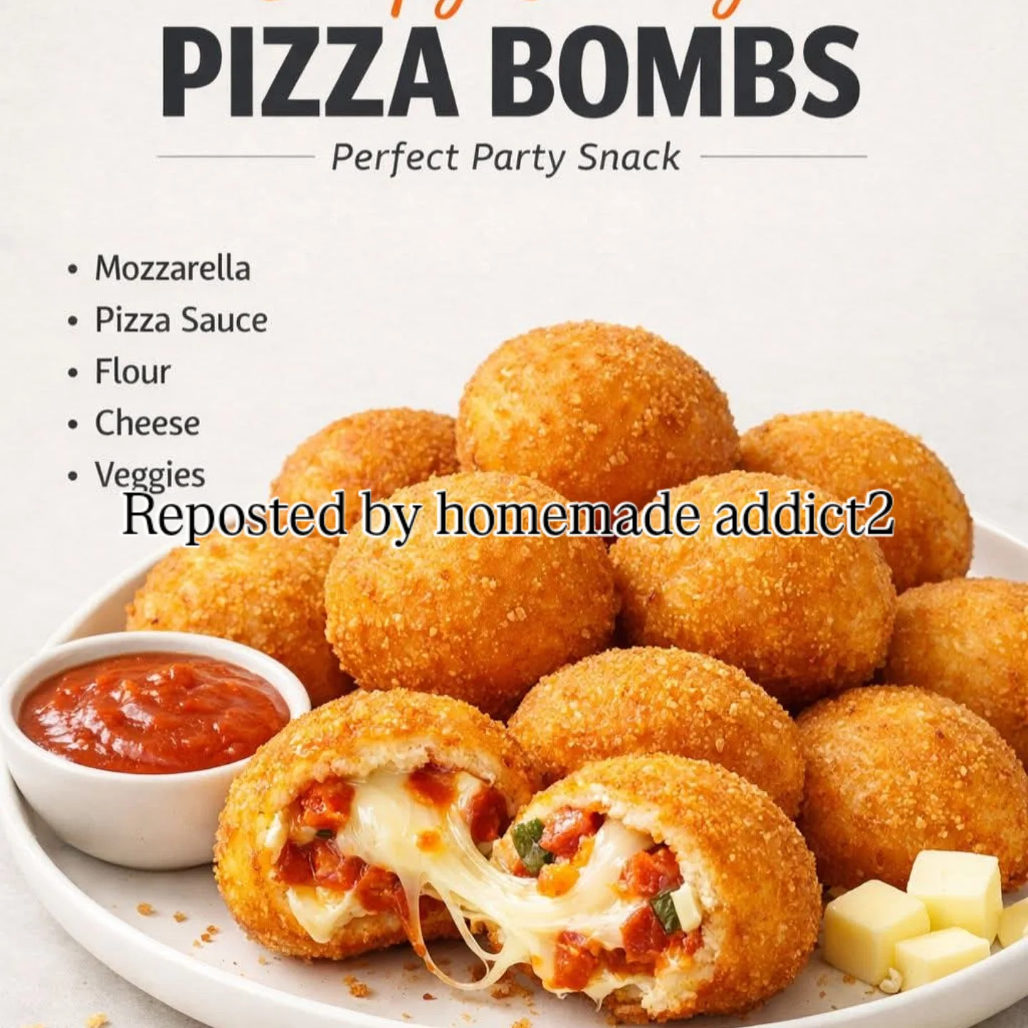 Crispy Cheesy Pizza Bombs: Addictive Party Snack Recipe with Mozzarella and Chicken
