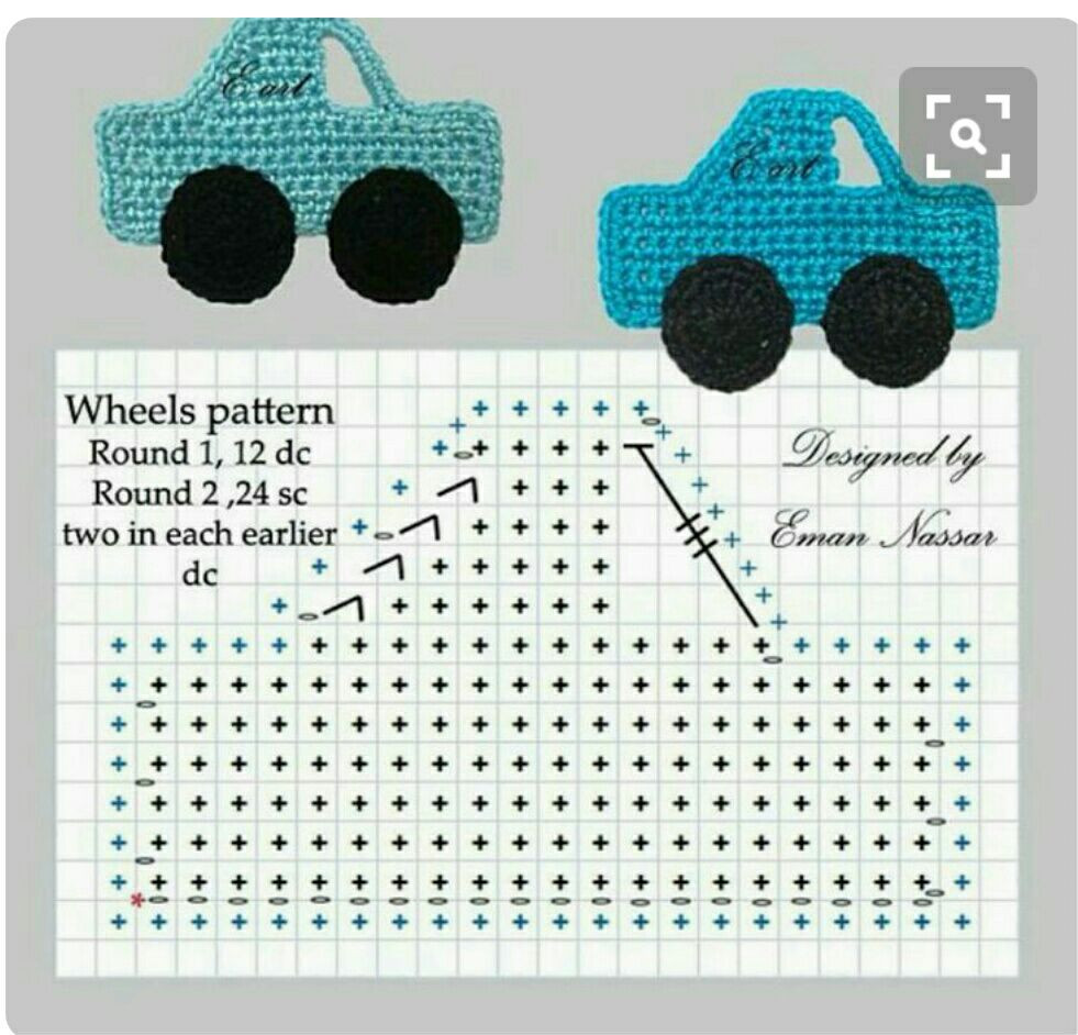 Crochet Car Wheels Pattern Chart with Instructions