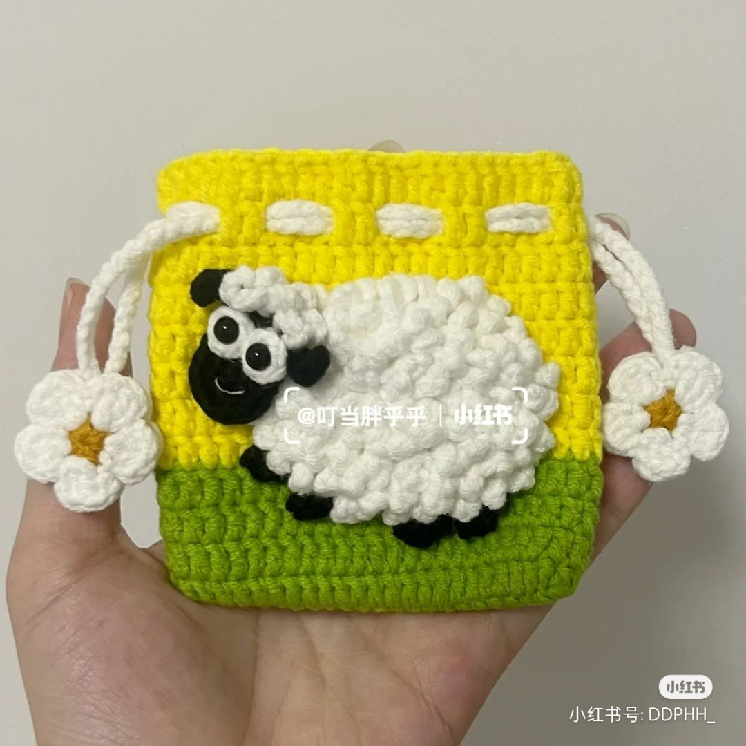 Crochet Cherry Drawstring Bag and Sheep Pattern Chart Tutorial