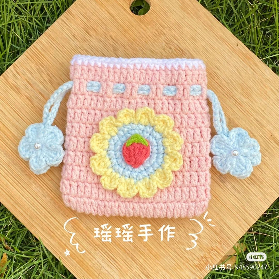 Crochet Cherry Drawstring Bag and Sheep Pattern Chart Tutorial