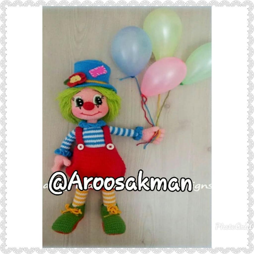Crochet Clown Doll Pattern with Balloons - Amigurumi Tutorial in Persian