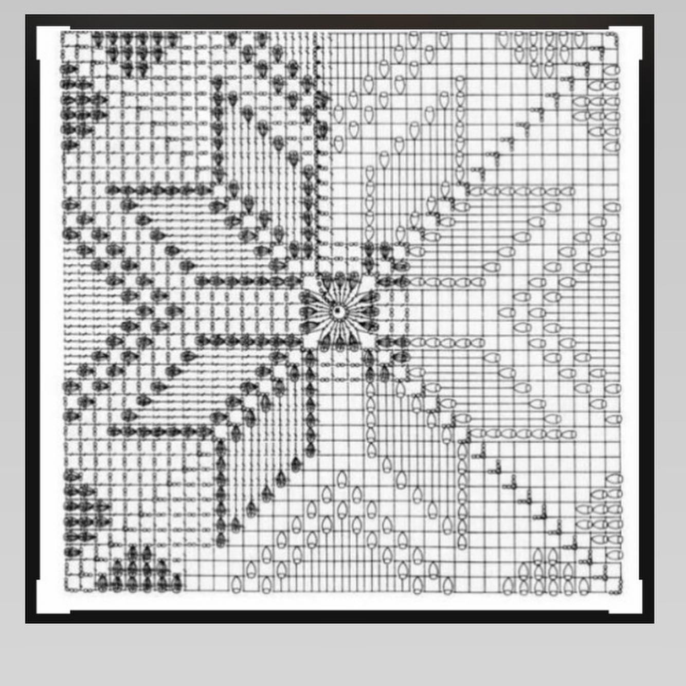 Crochet Flat Chart: Colorful Granny Square Pattern Diagram with Detailed Stitch Instructions