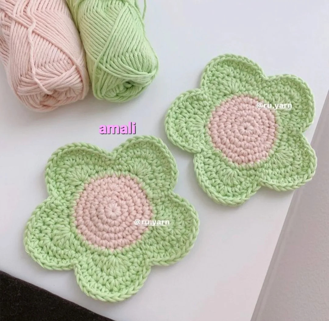Crochet Flower Coaster Chart Pattern with Stitch Key