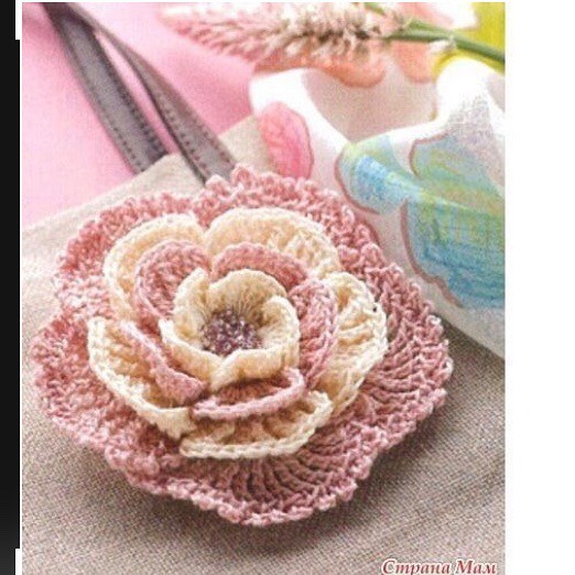 Crochet Flower Patterns: Persian Chart 'Petr-e Gol', French Diagram, and English Flat Pattern