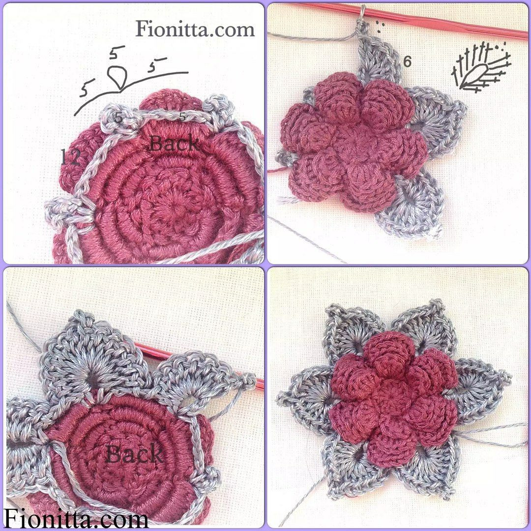 Crochet Flower Tutorial with Detailed Flat Chart Pattern and Step-by-Step Instructions
