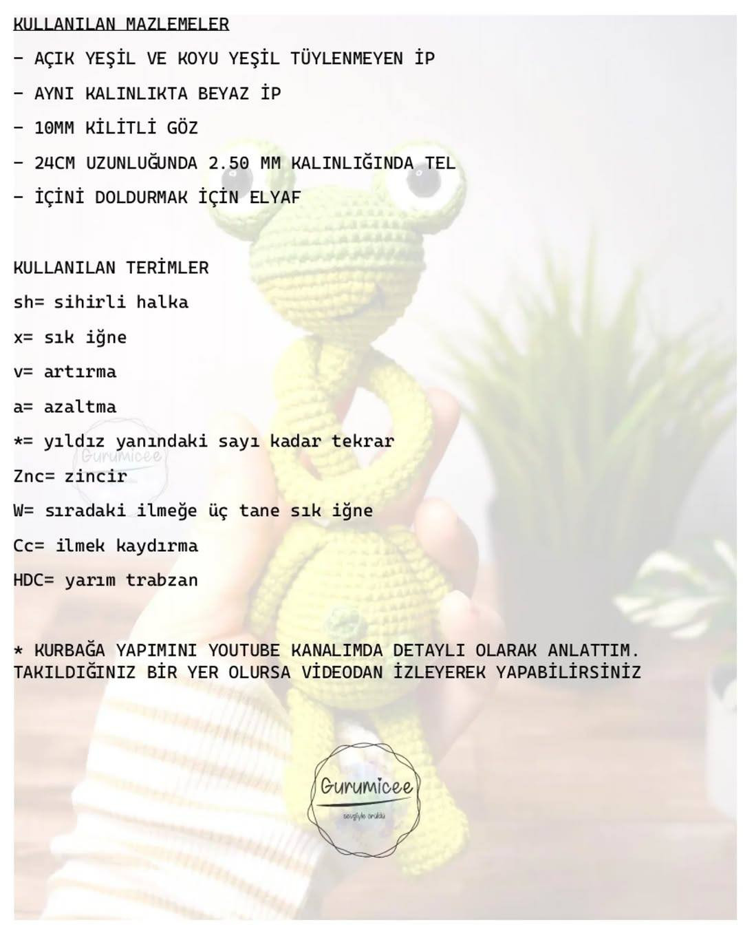 Crochet Frog Bag Charm Pattern Tutorial in Turkish and English