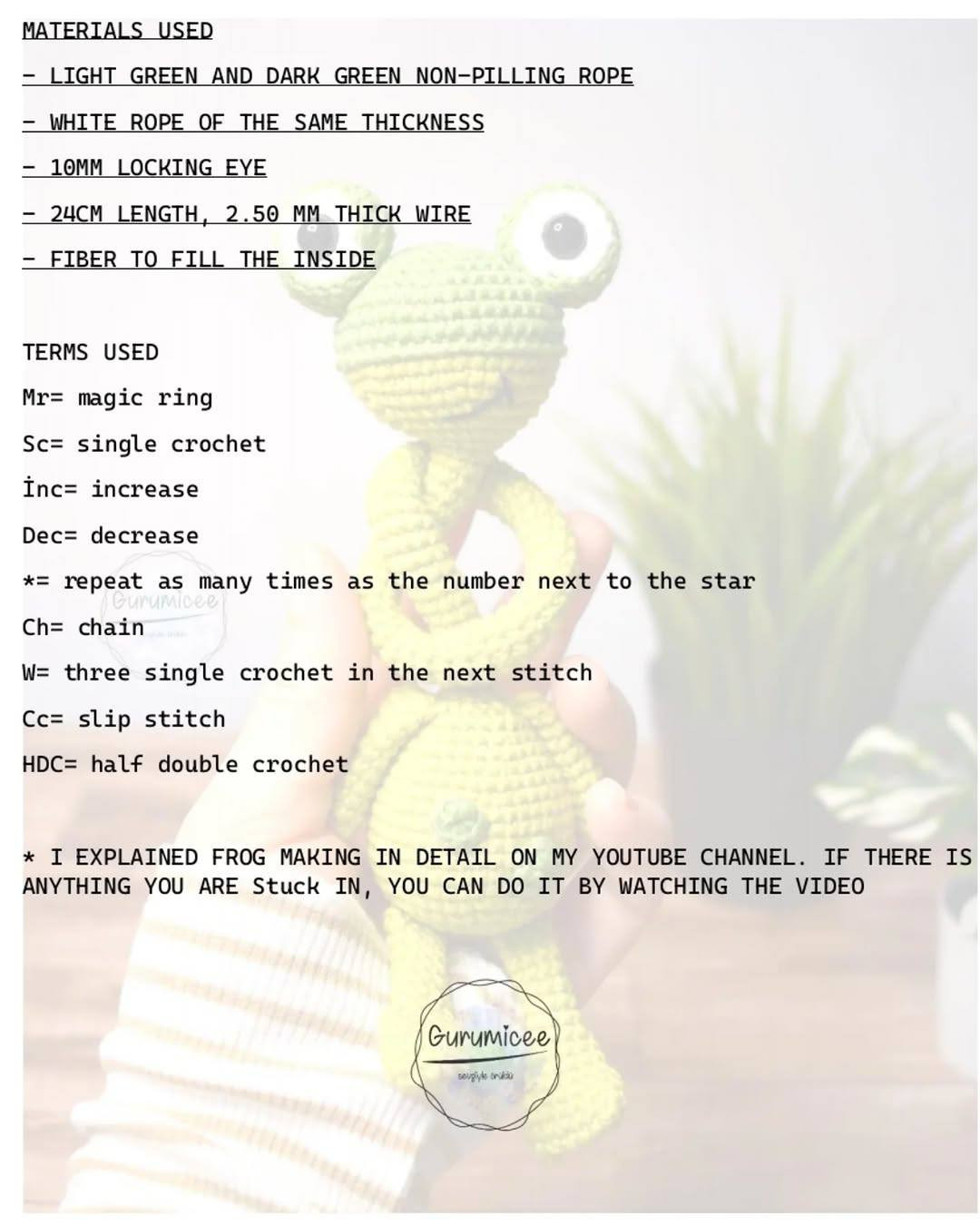 Crochet Frog Bag Charm Pattern Tutorial in Turkish and English