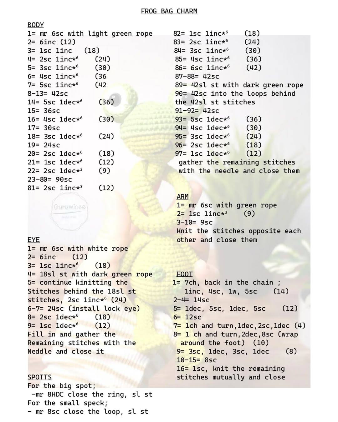 Crochet Frog Bag Charm Pattern Tutorial in Turkish and English