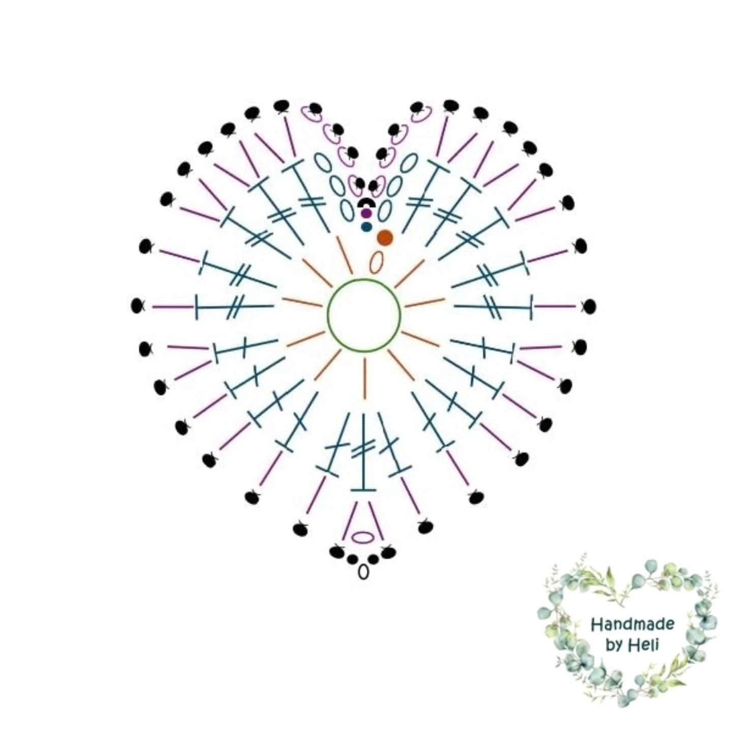 Crochet Heart Pattern Chart with German Instructions by Handmade by Heli