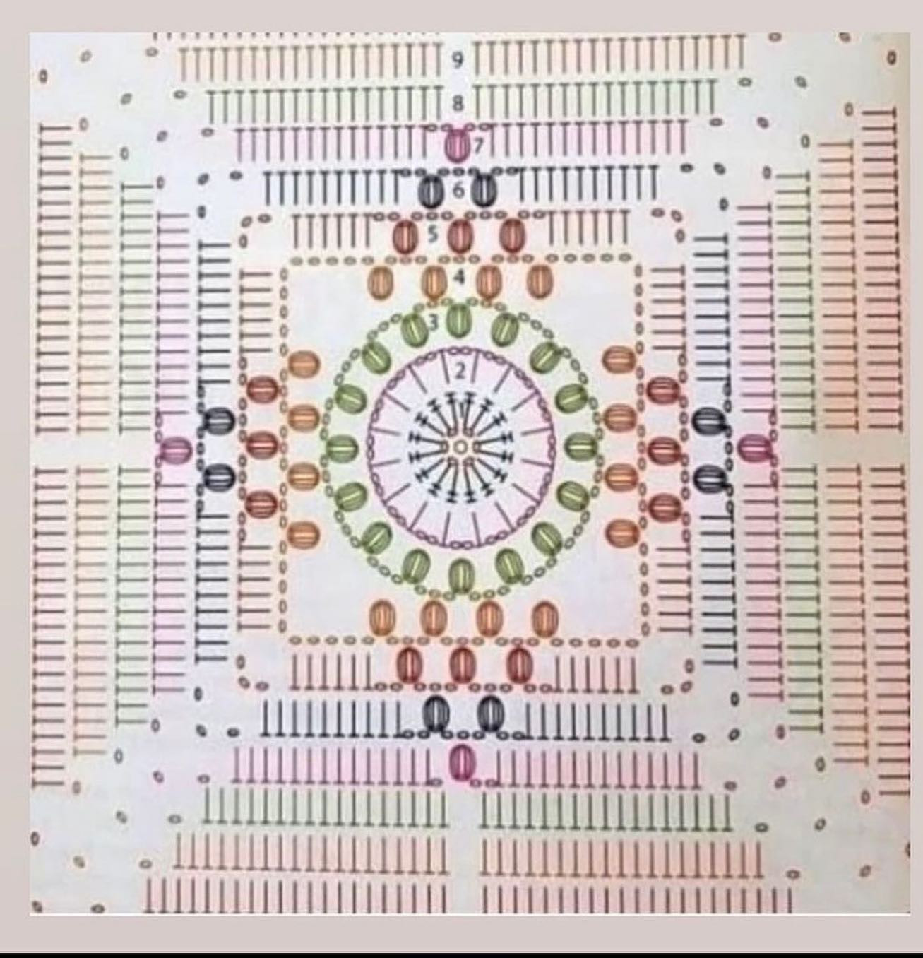 Crochet Motif Pattern Chart for Blanket with Detailed Diagram