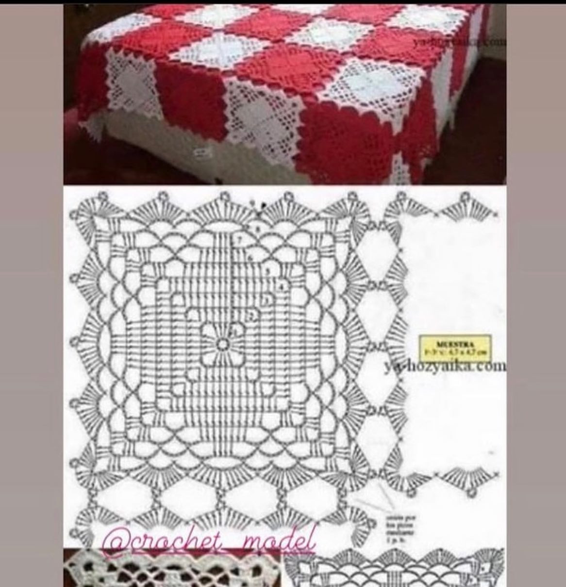 Crochet Motif Pattern Chart for Blanket with Detailed Diagram
