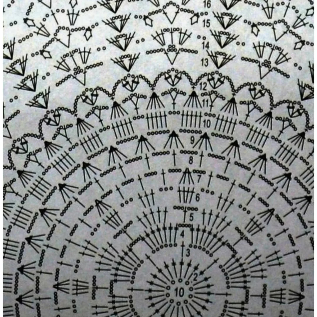 Crochet Pattern Chart for Large White Floral Lace Doily