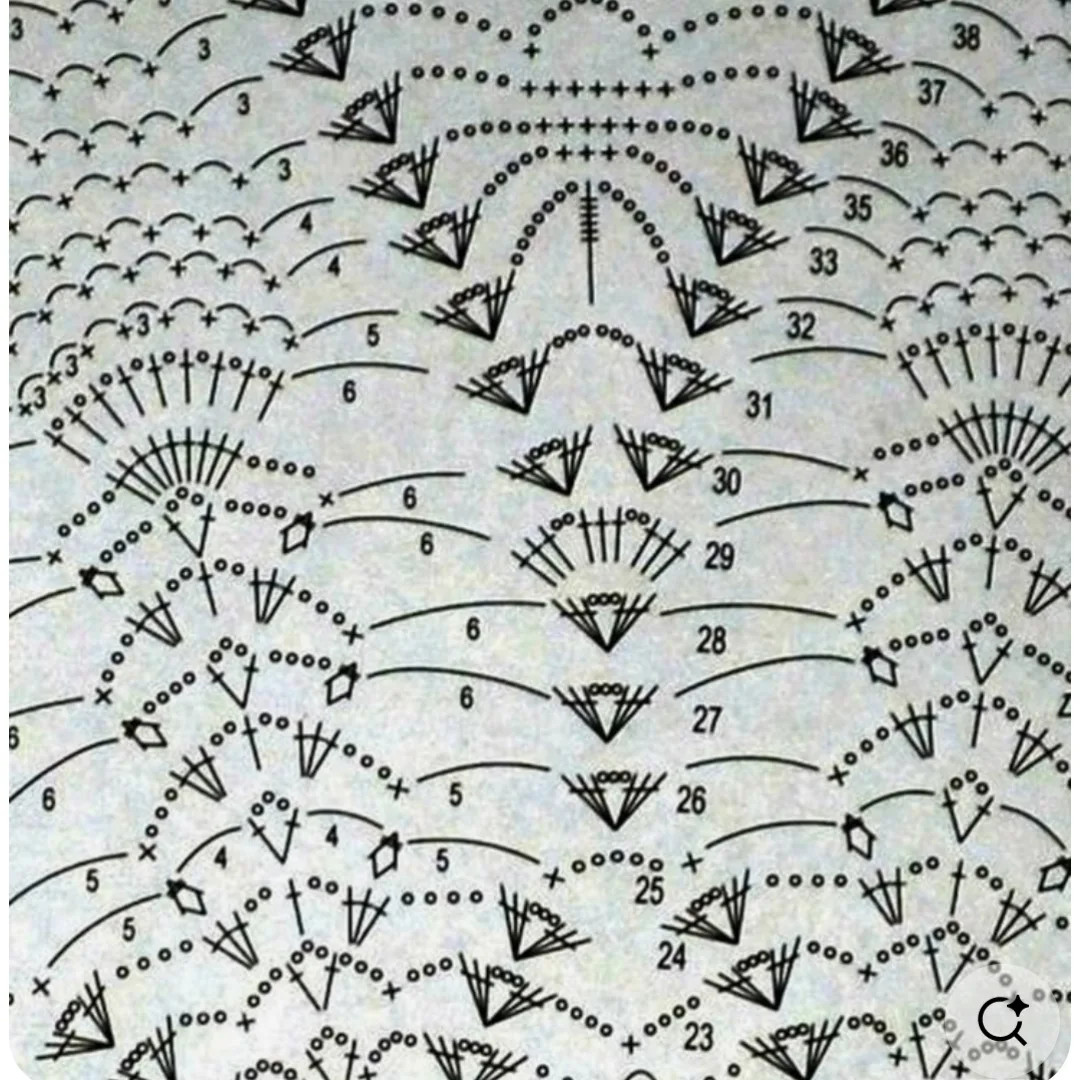 Crochet Pattern Chart for Large White Floral Lace Doily