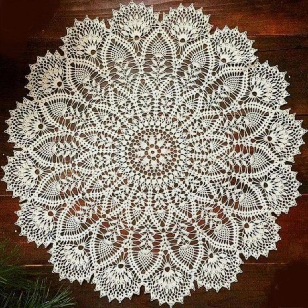 Crochet Pattern Chart for Large White Floral Lace Doily